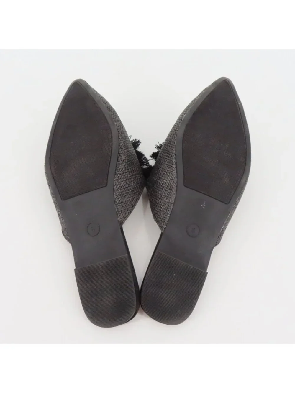 A New Day Women 8 Black Pointed Toe Synthetic Woven Tassel Slides Flats Shoes
